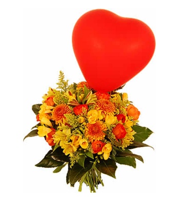 Seasonal Flower Basket With Balloon