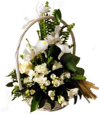 White Flower Basket