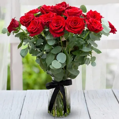 Red Rose Arrangement In Vase