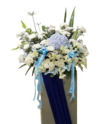 Funeral Wreath - White and Blue Flowers Theme