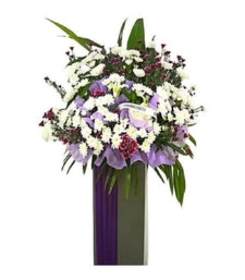 Funeral Wreath - White and Purple