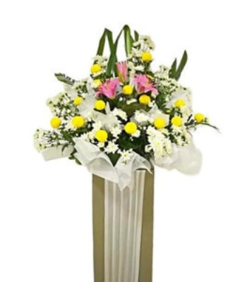 Funeral Wreath - White and Yellow Theme