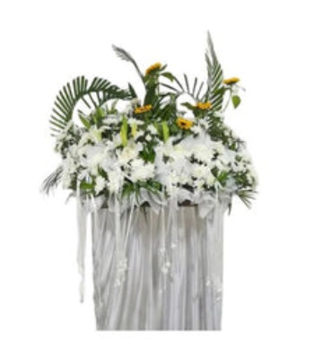 Funeral Wreath - White and Yellow