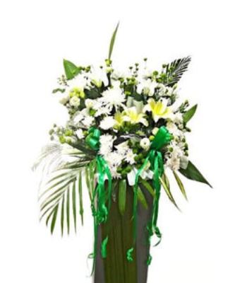 Funeral Wreath with Green Ribbons