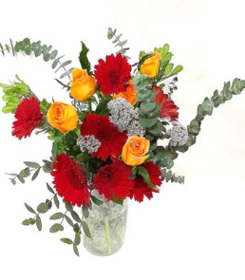 Gerbera and Roses Flower Arrangement