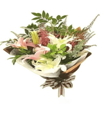 Pink and White Lilies with Filler Flowers