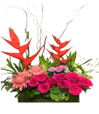 Roses and Heliconia Flower Arrangement