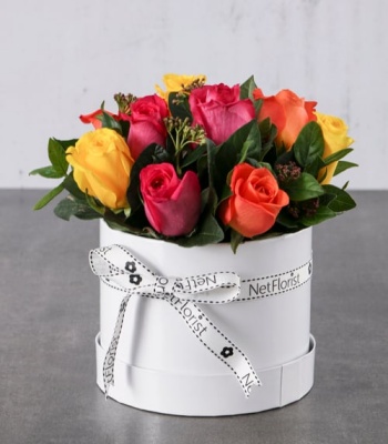 Assorted Flowers In White Box