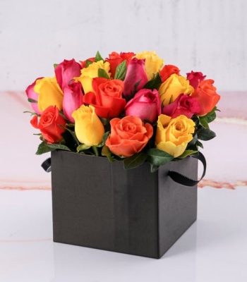 Assorted Roses In Black Box