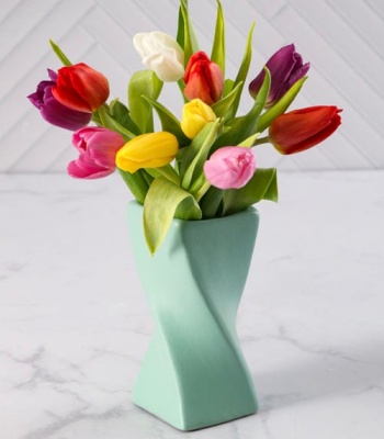 Assorted Tulips In Vase