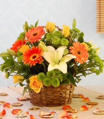 Basket Of Mixed Flowers