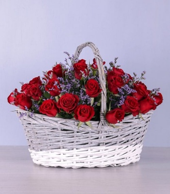 Basket Of Red Roses