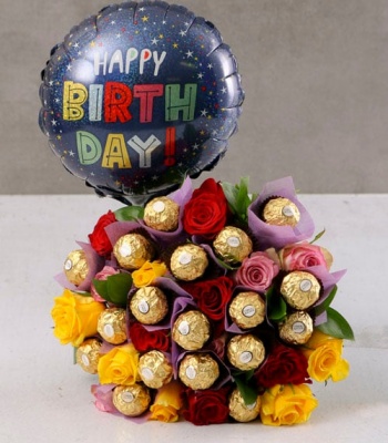 Birthday Chocolates and Flowers Gift Combo