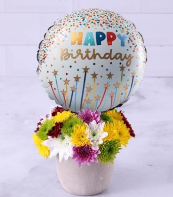 Birthday Flowers With Birthday Balloon