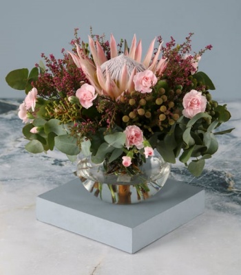 King Protea And Pink Carnation Bouquet