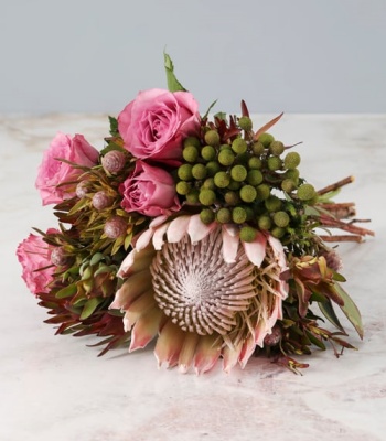 King Protea And Rose Bouquet