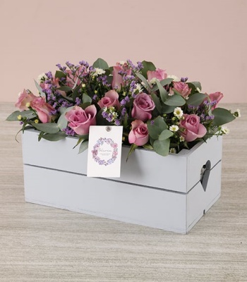 Lilac Roses In Crate