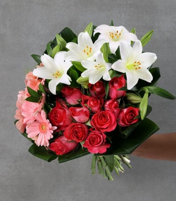 Lily Gerbera and Rose Bouquet