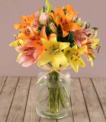 Mix Lilies In Vase