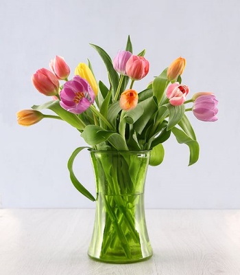 Mixed Tulips In Vase