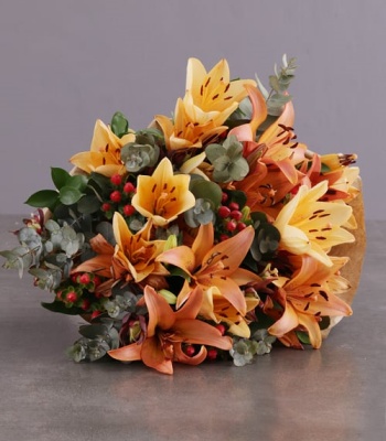 Orange Lily Flower Bouquet