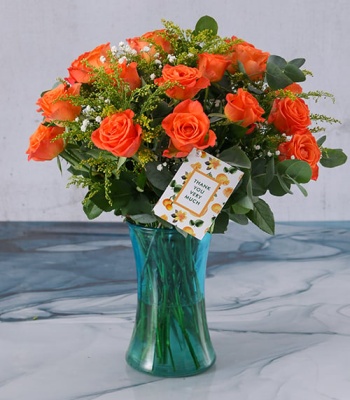 Orange Rose Arrangement - 27 Stems