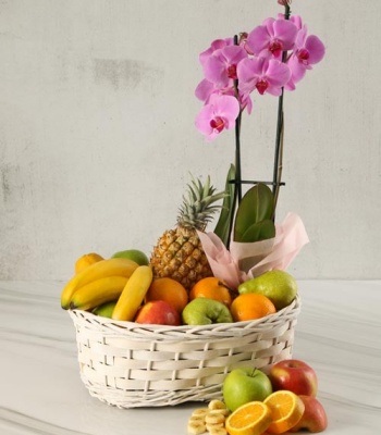 Orchid Flower and Fruit Basket