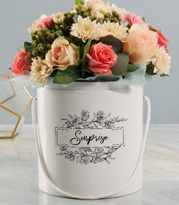 Pastel Flowers In Hatbox