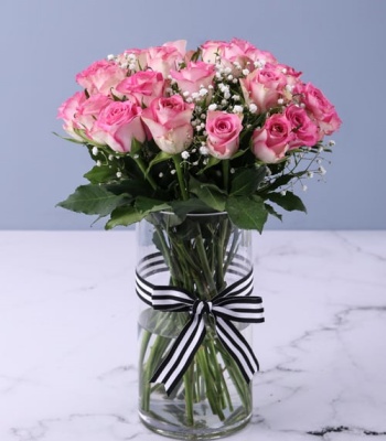 Pink Rose Arrangement In Vase