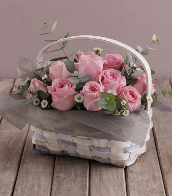 Pink Roses Basket