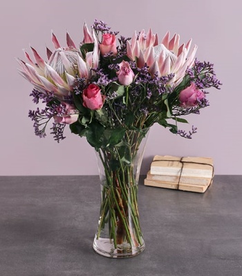 Protea & Roses In Vase