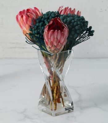 Proteas in Twisty Vase