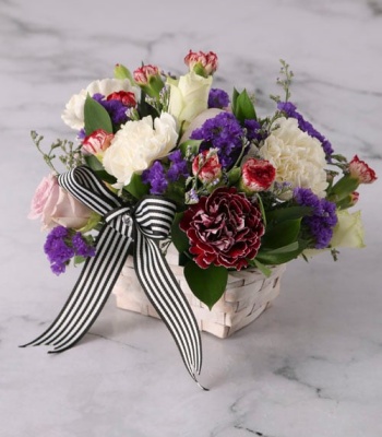 Purple and White Flower Basket