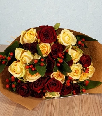 Red And Peach Roses