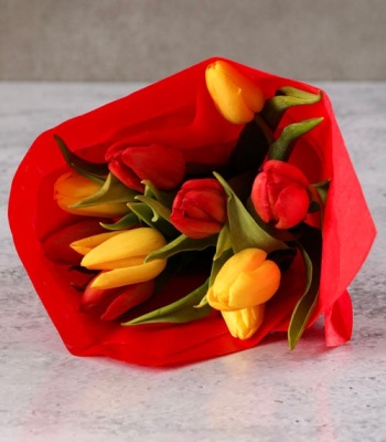 Red and Yellow Tulip Bouquet