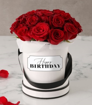 Red Roses In Birthday Hat Box