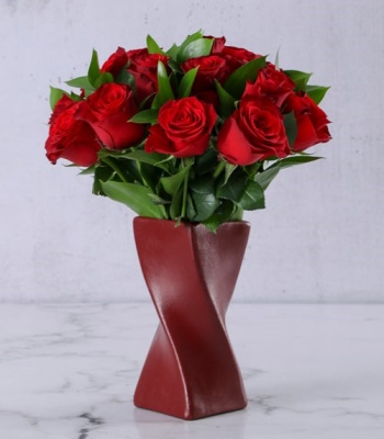 Red Roses In Vase