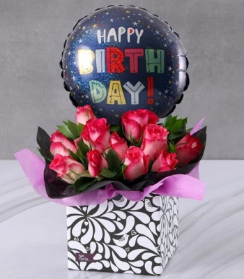 Roses And Balloon In Box