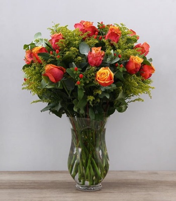 Roses In Hurricane Vase