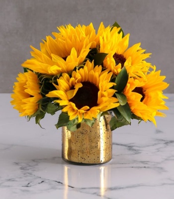 Sunflowers In Gold Vase