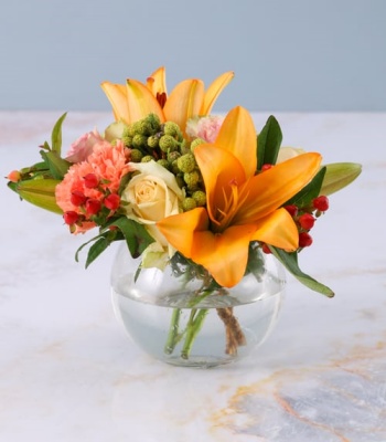 Tropical Flowers in Fish Bowl