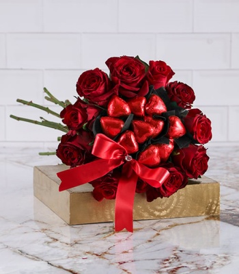 Valentine's Day Red Roses And Chocolate Combo