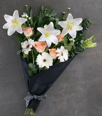 White and Peach Rose Bouquet