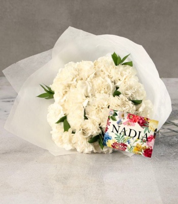 White Carnation Bouquet - 10 Stems