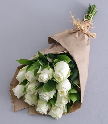 White Roses in Craft Paper