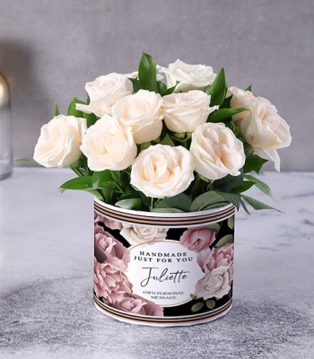 White Roses in Hatbox