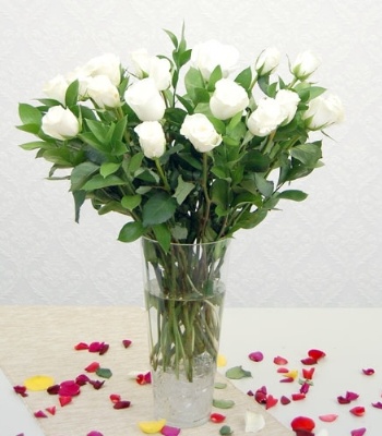 White Roses In Vase