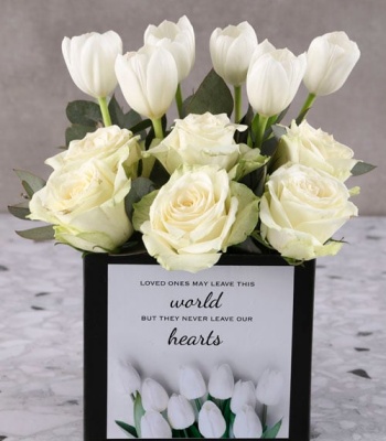 White Tulips and Roses