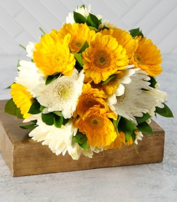 Yellow and White Gerbera Bouquet