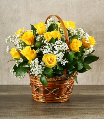 Yellow Rose Basket